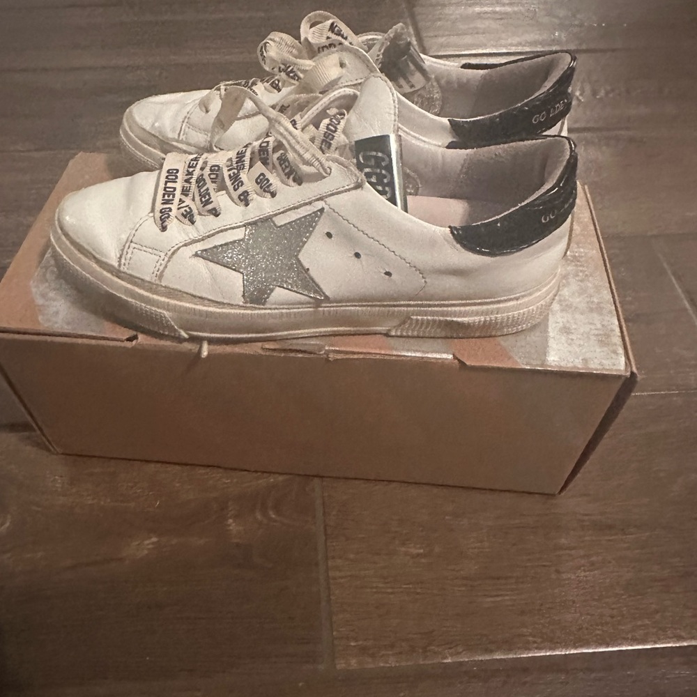 Golden Goose MAY White and Black Sneakers